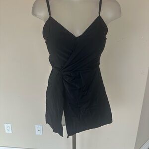 Black Asymmetrical Tie Front Camisole One Piece